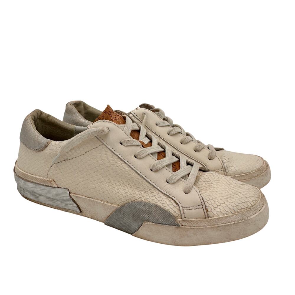 DV Dolce Vita White & Silver Harrison Leather Sneakers Size 8.5